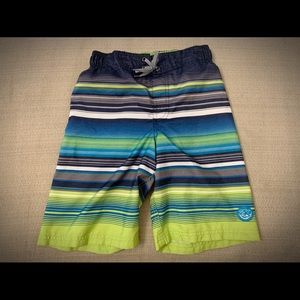 Boys Striped Swim Trunks